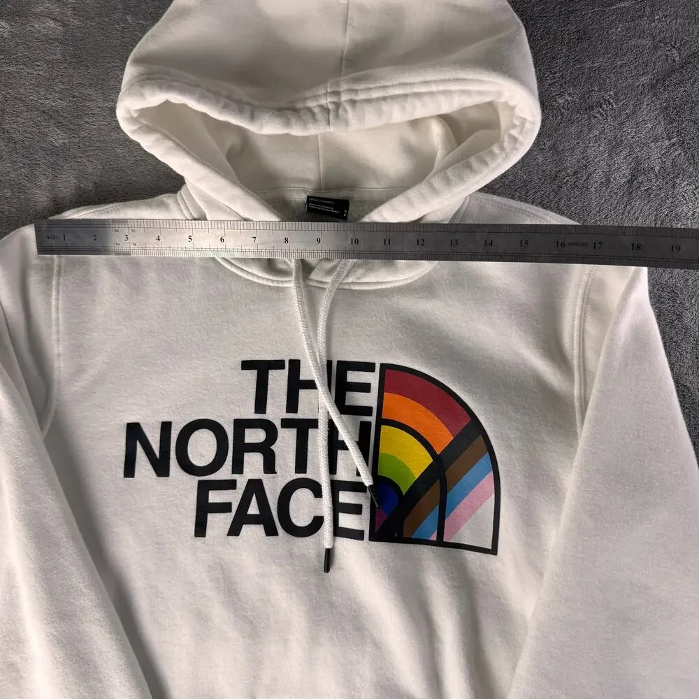 the north face mens pride rainbow logo white pullover hoodie sweatshirt